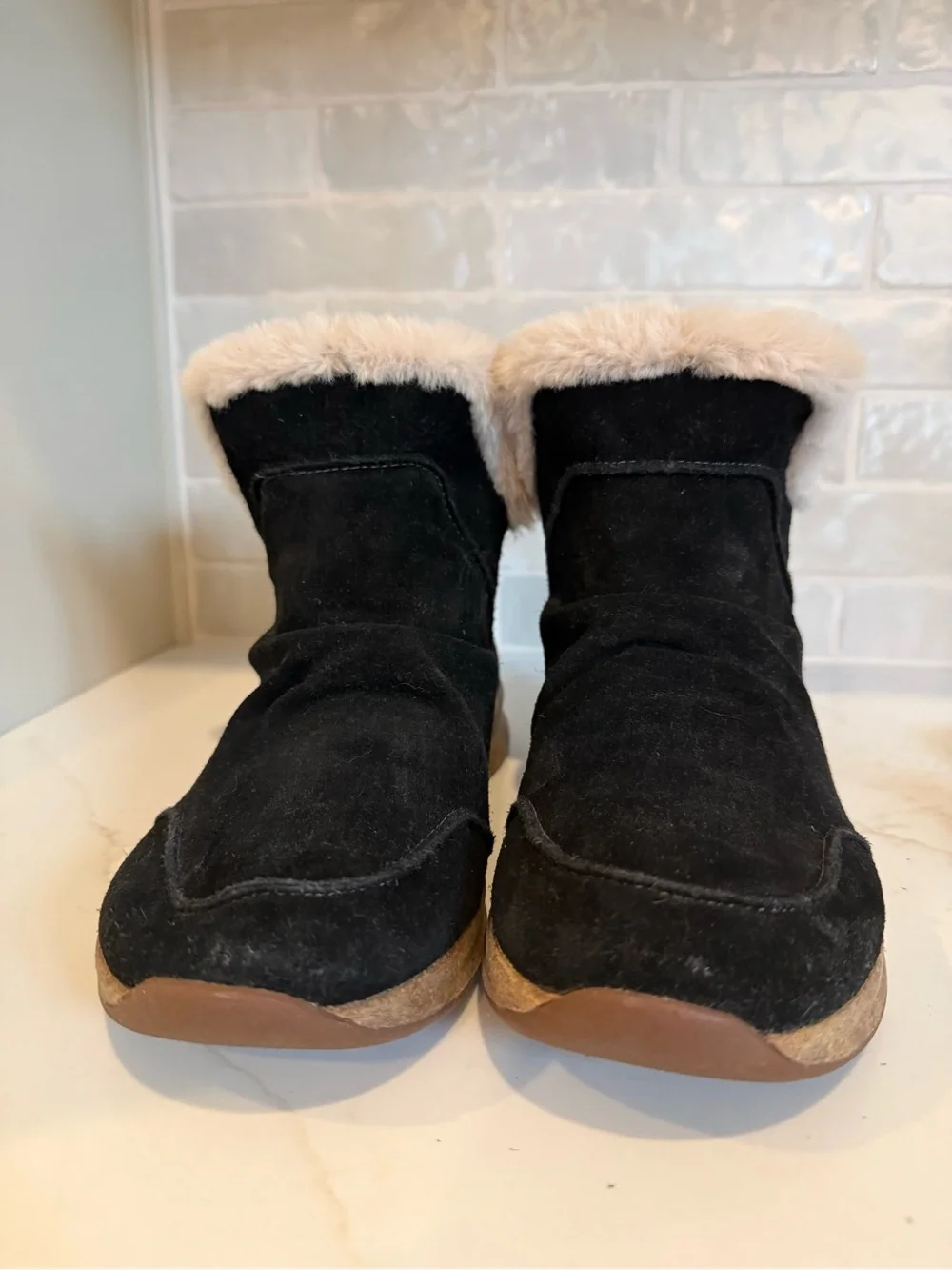 Taos Future Black Leather Suede Faux Fur Mid Boots Women's Size 10